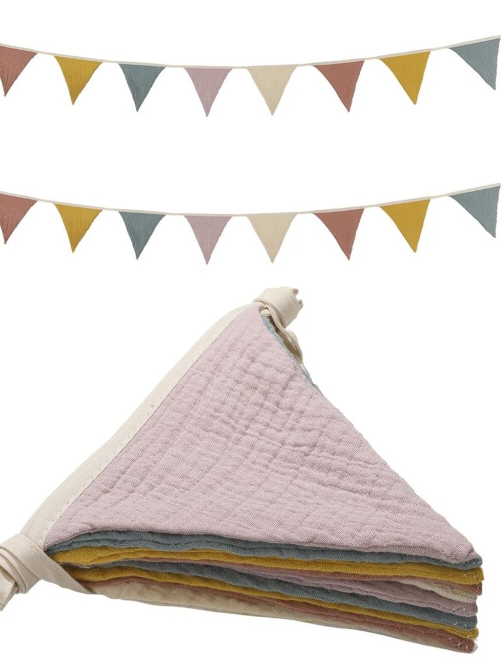 2 Pcs Pennant Banner Flags Nursery Garland Triangle, Rainbow Color